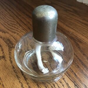 Clear Glass Vintage Oil Lamp Marked See Photos With Lid